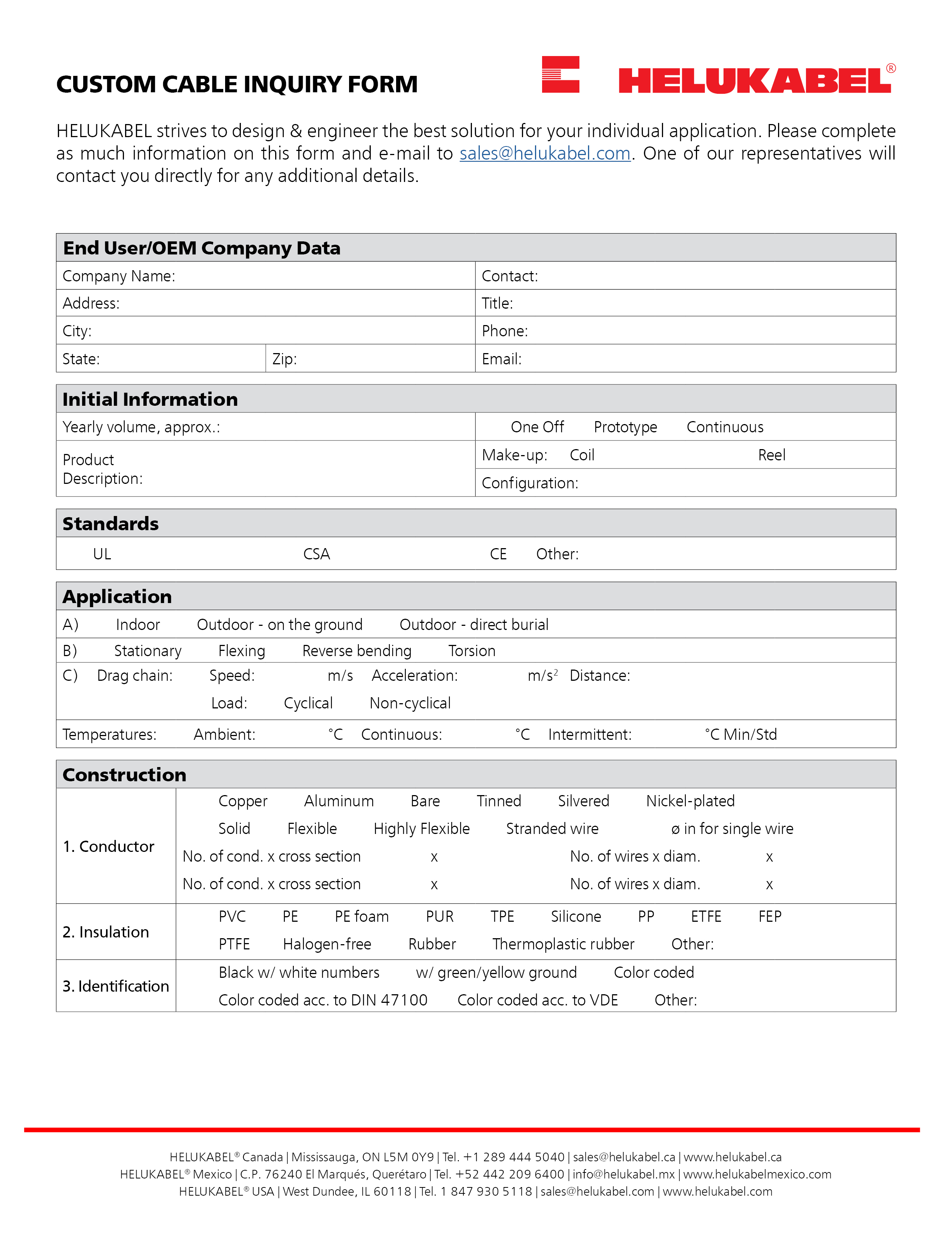 Custom Cable Inquiry Form